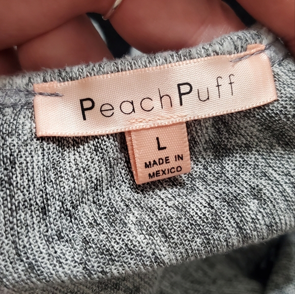 EUC Soft Brushed Cotton Gray Bodycon Dress Bell Poet Sleeves V-Neck Sz L 10/12 - Picture 6 of 6